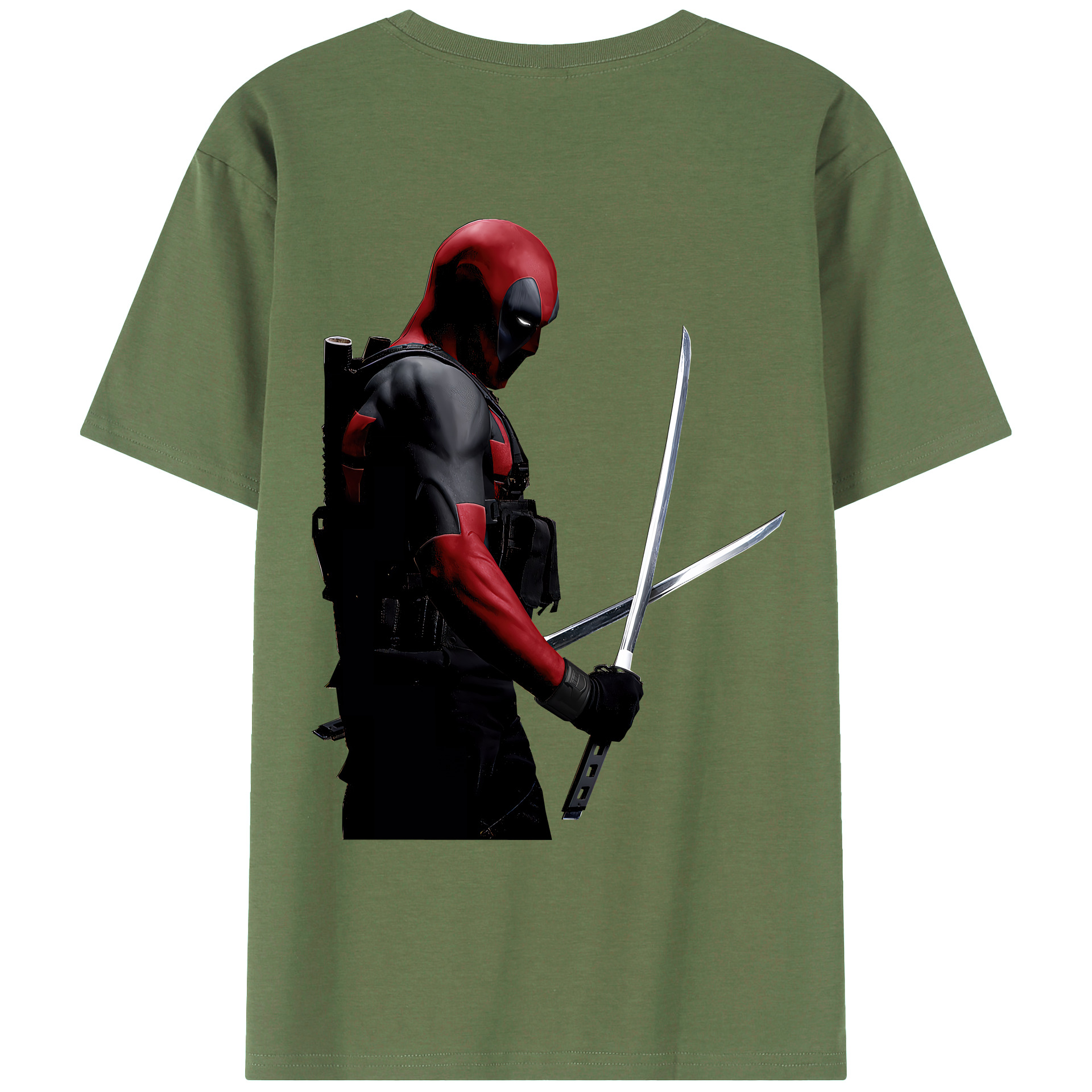 （画像用） Deadpool デッドプール 綿100％ メンズ半袖Tシャツ（バックプリント） 通気性